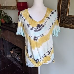 Young Fabulous & Broke Tie Dye Rolled Knotted side T-shirt Top Women's Small 85